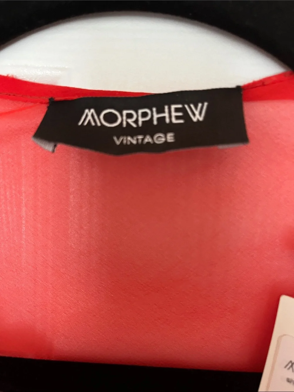 Morphe Red Sheer Shawl with Turquoise Multi-Pattern Border